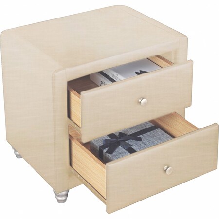 Homeroots 20" Beige Wood Two Drawer Nightstand 396983