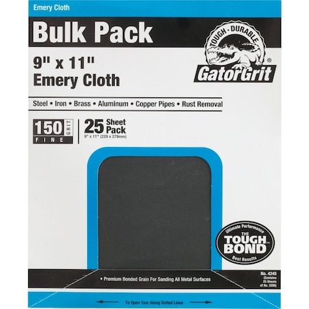 Gator Blade 9'' Wx11'' L 150 Grit Emery Cloth, 25PK 4245