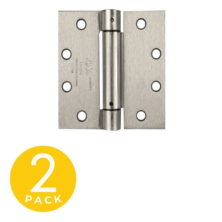 Global Door Controls 4.5 in. x 4.5 in. Spring Full Mortise Square Corner Door Hinge with Fixed Pin - Pack of 2 CPS4540-US15-M