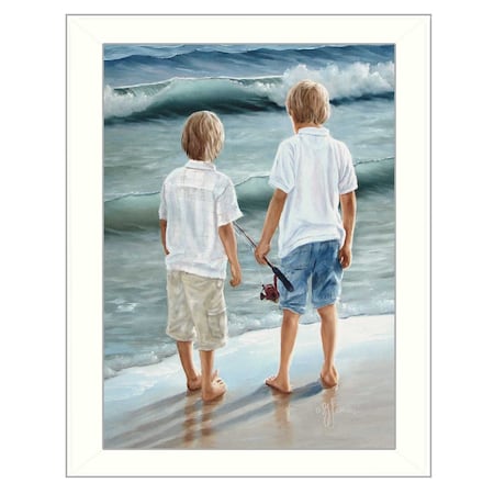 Homeroots Going Fishing White Framed Print Wall Art 404919