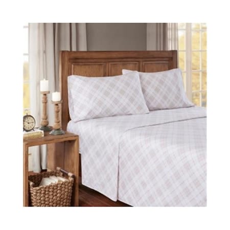 Imageware Systems True North - Sleep Philosophy  Cozy Flannel Sheet Set, Pink Plaid - King TN20-0279