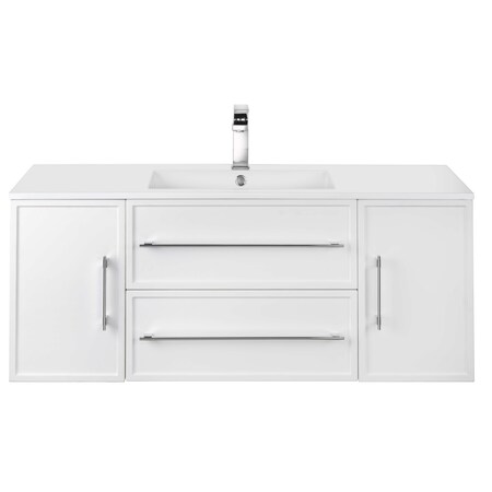 Cutler MILANO 48 in Wall Hung Vanity WHITE w/top (Modern Shaker) FV-WHITE48MS