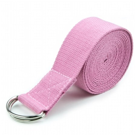 Qualitycare 10 ft. Extra-Long Cotton Yoga Strap with Metal D-Ring, Pink QU2811141