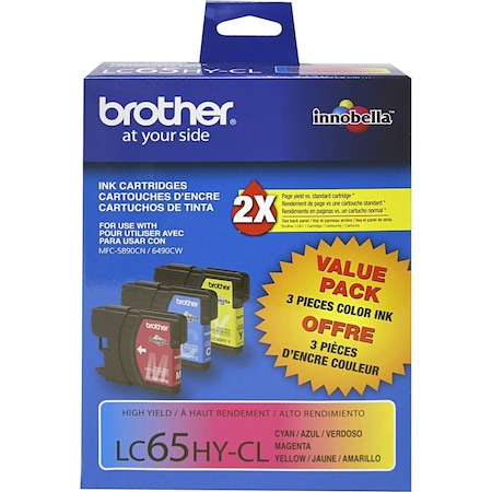 Brother Cyan, Magenta & Yellow Ink Cartridge Combo Pack LC653PKS