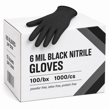 Approved Vendor 6Mil Black Nitrile Gloves XL, 1000PK BPBLK6MILBNitrileXLC