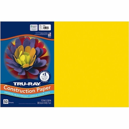 Tru-Ray Heavyweight Construction Paper, Yellow, 50PK PAC103036