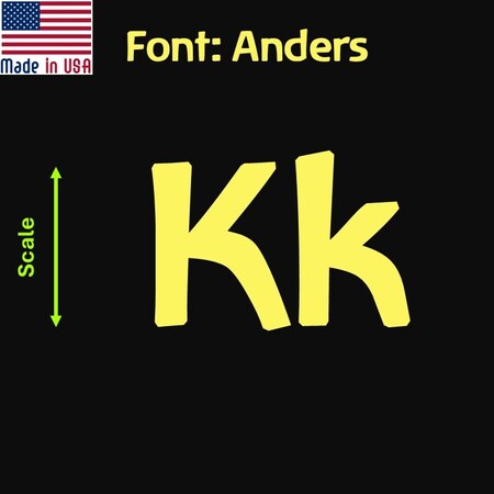 Aacc Self-Adhesive Vinyl Letter: k, Scale: 10 cm. Color: Yellow Font: Anders by, 24PK AACC-Anders-lk-Yellow-M10x24