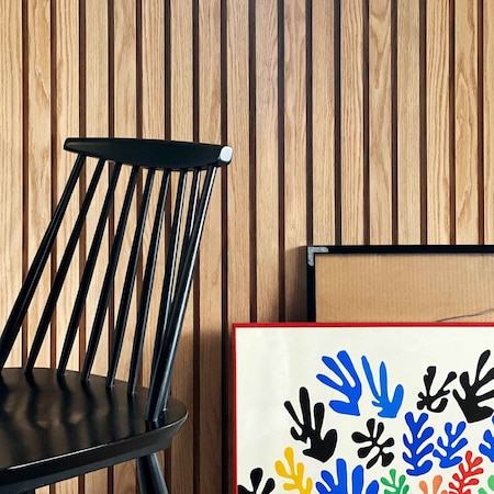 Timeline Fluted Square Slat Wood Wall Paneling 6 in. x 72 in.  Oak Shiplap, 8PK 994