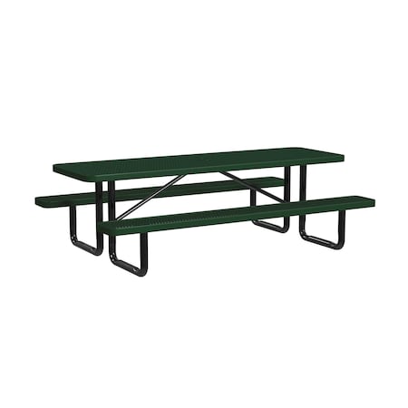 Leisure Craft Picnic Table, Black/Green, In Ground Mount, 8 ft L T8XPIG-BLACK GREEN