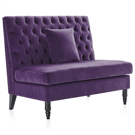 Homeroots 55in Plum and Black Velvet Loveseat 724030