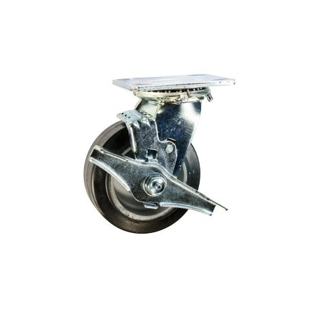 Service Caster 5 Inch Rubber on Aluminum Swivel Caster with Ball Bearing and Brake SCC SCC-30CS520-RAB-TLB