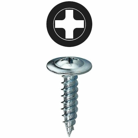 Dottie Sheet Metal Screw, #8 x 1/2 in, Zinc Plated Steel Wafer Head Phillips Drive, 100 PK KW812