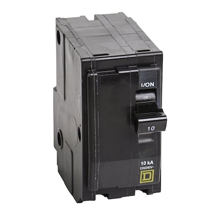 Square D Miniature Circuit Breaker, QO Series, 10A, 2 Pole, 120/240V AC, 10kA at 120/240V AC QO2105237
