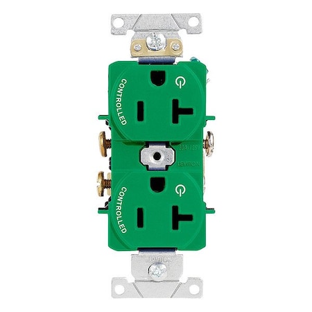 Leviton Duplex Receptacle Outlet, 20A, Green, 125V 5362-S2N