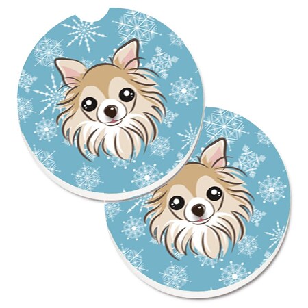 Carolines Treasures Snowflake Chihuahua Set of 2 Cup Holder Car Coaster BB1685CARC