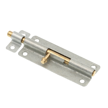 Prime-Line Door and Gate, Slide Barrel Bolt Latch 5 inch with Screws, Galvanized with Brass Bolt and Knob U 117603