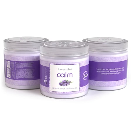 Wipex Aromatic Gel Odor Eliminator Jars, 3PK, Lavender (CALM), 3PK WX72236OGLA3