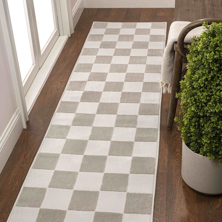 Jonathan Y Thea Modern Geometric Checkerboard High-Low Beige/Cream 2 ft. x 8 ft. Runner Rug SND103A-28