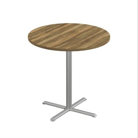 Correll Round Cafe Table, 42 in W, 42 in L, 42 in H, Particleboard Top, Colonial Hickory SXB42R-53-98-53
