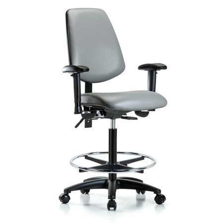 Blue Ridge Ergonomics Vinyl Chair, Vinyl, Adjustable Arms BR-VHBCH-MB-RG-T1-A1-CF-RC-8840