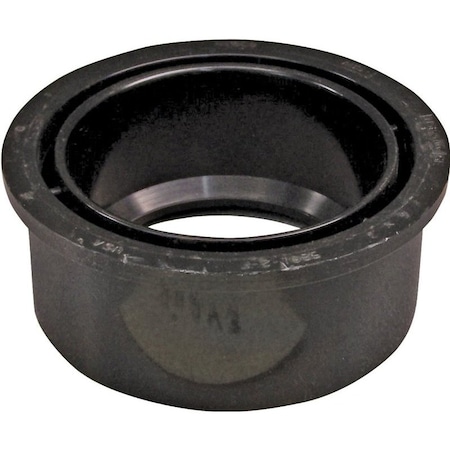 Canplas Reducing Pipe Bushing, 4 x 3 in, Spigot x Hub, ABS, Black, 40 Schedule 102756BC