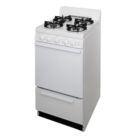 Premier Gas Range, Four 9100 BTU Sealed Burners, 20 inW x 40 inH x 24.5 inD, 2.42 cu. Ft., White 805730