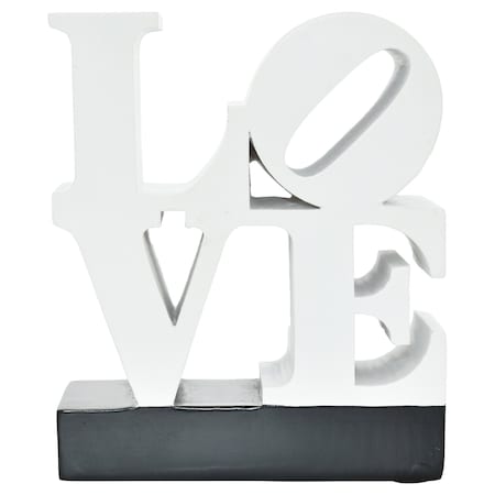 Homeroots 4" White And Black Resin Love Tabletop Sculpture 568387
