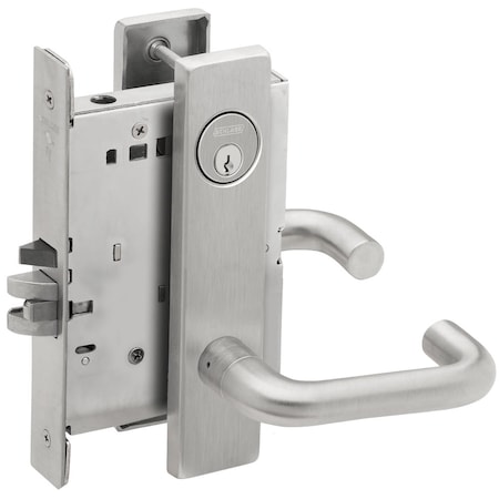 Schlage Grade 1 Classroom Mortise Lock, Conventional Cylinder, S123 Keyway, 03 Lever, L Escutcheon, Satin C L9070P 03L 626
