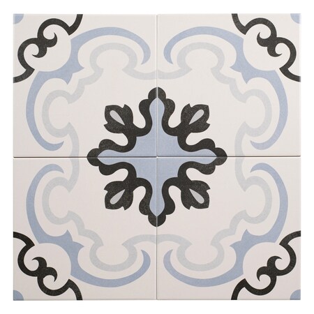 Andova Tiles Istanelle Dronikos Blue 8-in. Encaustic Matte Porcelain Wall & Floor Tile, 19PK ANDIST1123
