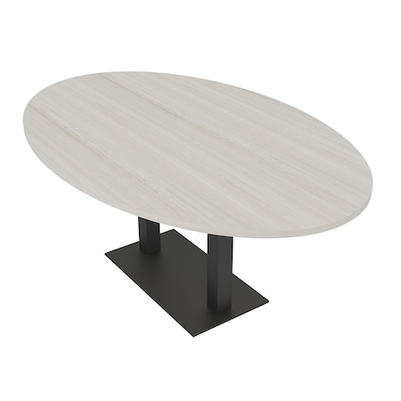 Skutchi Designs Oval Conference Table With Power Unit, 48 in W, 72 in L, Ivory HAR-OVL-48X72-DOU.BK-K458-NA
