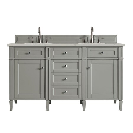 James Martin Vanities Brittany 60" Double Vanity, Urban Gray, w/ 3 CM Siberian Silestone Top 650-V60D-UGR-3SFR