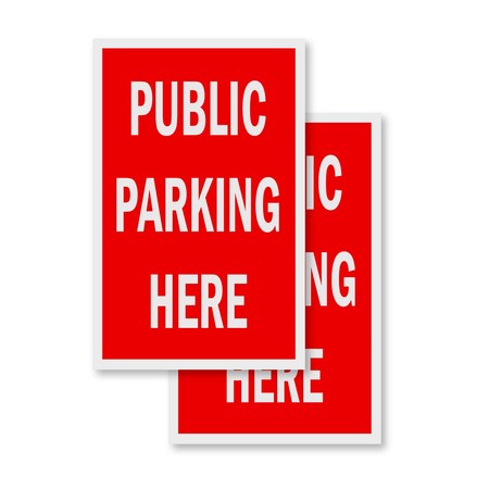 Signmission Public Parking Here, Vinyl Decals Only 24 Inch x 36 Inch, Vinyl Decal, 2PK DSB-2436-2PACK-Public Parking Here