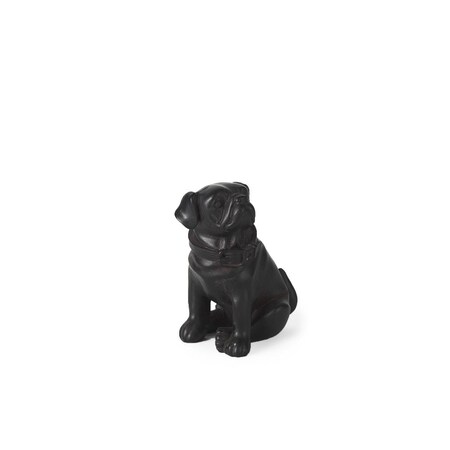 Homeroots 6 x 5 x 4 in. Black Resin Pug Dog Sculpture 392443