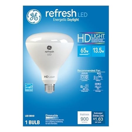 Ge LED Bulb, Flood/Spotlight, BR40 Lamp, 85 W Equivalent, E26 Lamp Base 49527