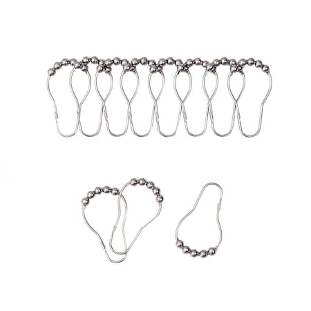 Homeroots 72" Dark Gray Waffle Weave Fabric Shower Curtain Liner and Hooks Set 484083