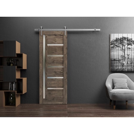 Sartodoors Sturdy Barn Door Oak 30x80 Solid Core Modern Interior QUADRO4088BD-S-AKA-30