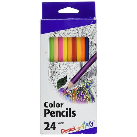 Pentel Arts Color Pencils Assorted Colors , 24PK, 6PK CB8-24