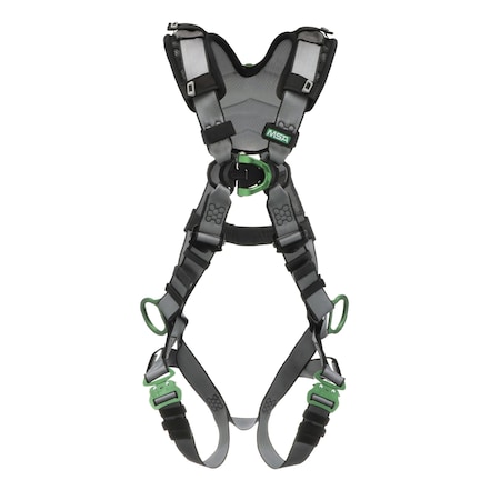 Msa Safety V-FIT Harness, XL, Quick-Connect Leg Straps, Back, Chest & Hips D-Rings, Shoulder Padding 10194865
