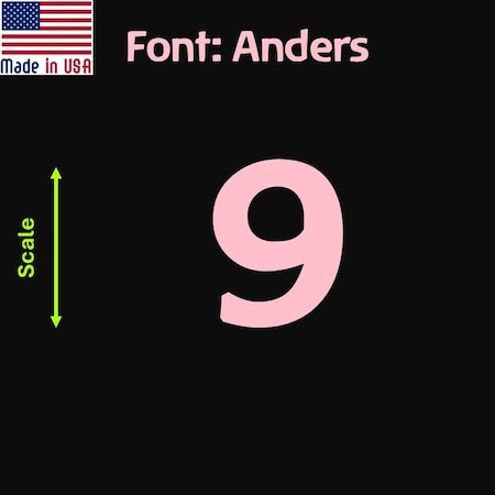 Aacc Self-Adhesive Vinyl Number: 9, Size: 3.5 in. Color: Pink Font: Anders, 8PK AACC-Anders-N9-Pink-I3.5x8