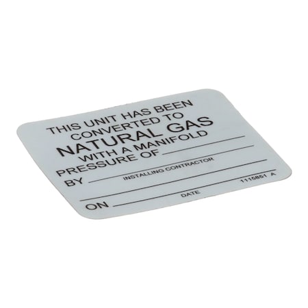 Convotherm Label, Gas Conversion, Propane to Natural 1115851