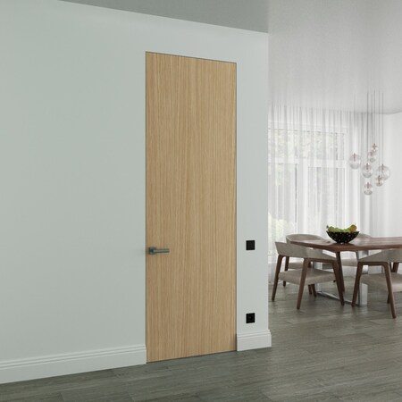 Sartodoors Hidden Door, Planum 0010 Vertical Natural Veneer Concealed Metal Frame 42" x 84" Right-hand Inswing PLANUM0010MF-VSH-42x84-RH-I