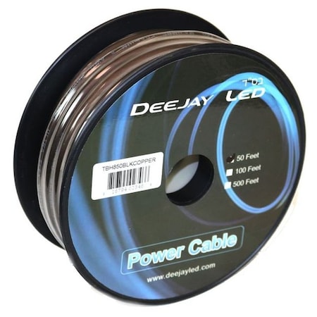 Deejay Led 8-Gauge 50 Foot Black Pure Copper Stranded Power Cable TBH850BLKCOPPER