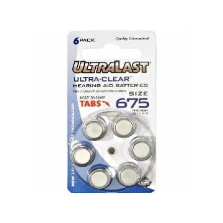 Ultralast NABC UltraLast UL675HA Size 675 Ultra-Clear Hearing Aid Battery - Zinc Air - 1.4V DC UL675HA