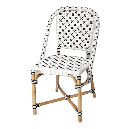 Homeroots White And Brown Faux Rattan Dining Chair 389600
