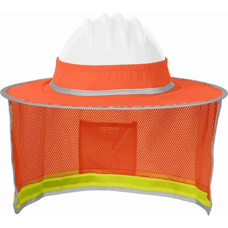 Ironwear Hi Vis Reflective Polyester Mesh Sun Visor with Neck Shade, Orange 1270-O