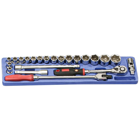 Genius Tools 22PC 1/2in Dr. Metric Hand Socket Set(MS-190TS) TS-4222