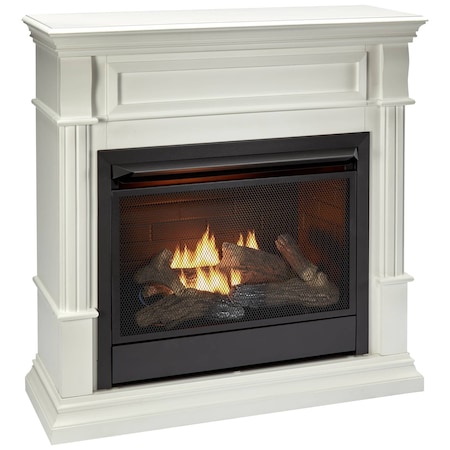 Duluth Forge Ventless Liquid Propane Gas Fireplace With Mantel - 26,000 BTU, T-Stat Control, White Finish DFS-300LT-3WT