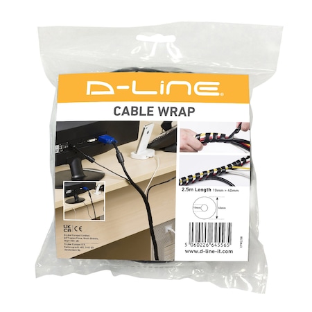 D-Line Cable Wrap Black 8ft., 20PK US/CTW2.5B/20