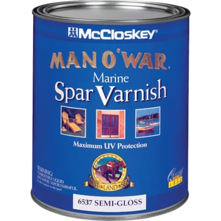 Mccloskey Man OWar Semi Gloss Low VOC Marine Spar Interior & Exterior Varnish Quart 080.0006537.005