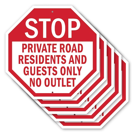 Signmission Stop Private Road Residents and Gue, 10 inch X 10 inch, Aluminum Metal Signs, 5PK OC-A-5Pack-10-83